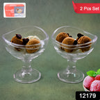 Glass Dessert Bowls Elegant Footed Set for Ice Cream & Sweets - Side View