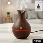 Mini Wooden Humidifier Ultrasonic Mist Diffuser with LED - Side View