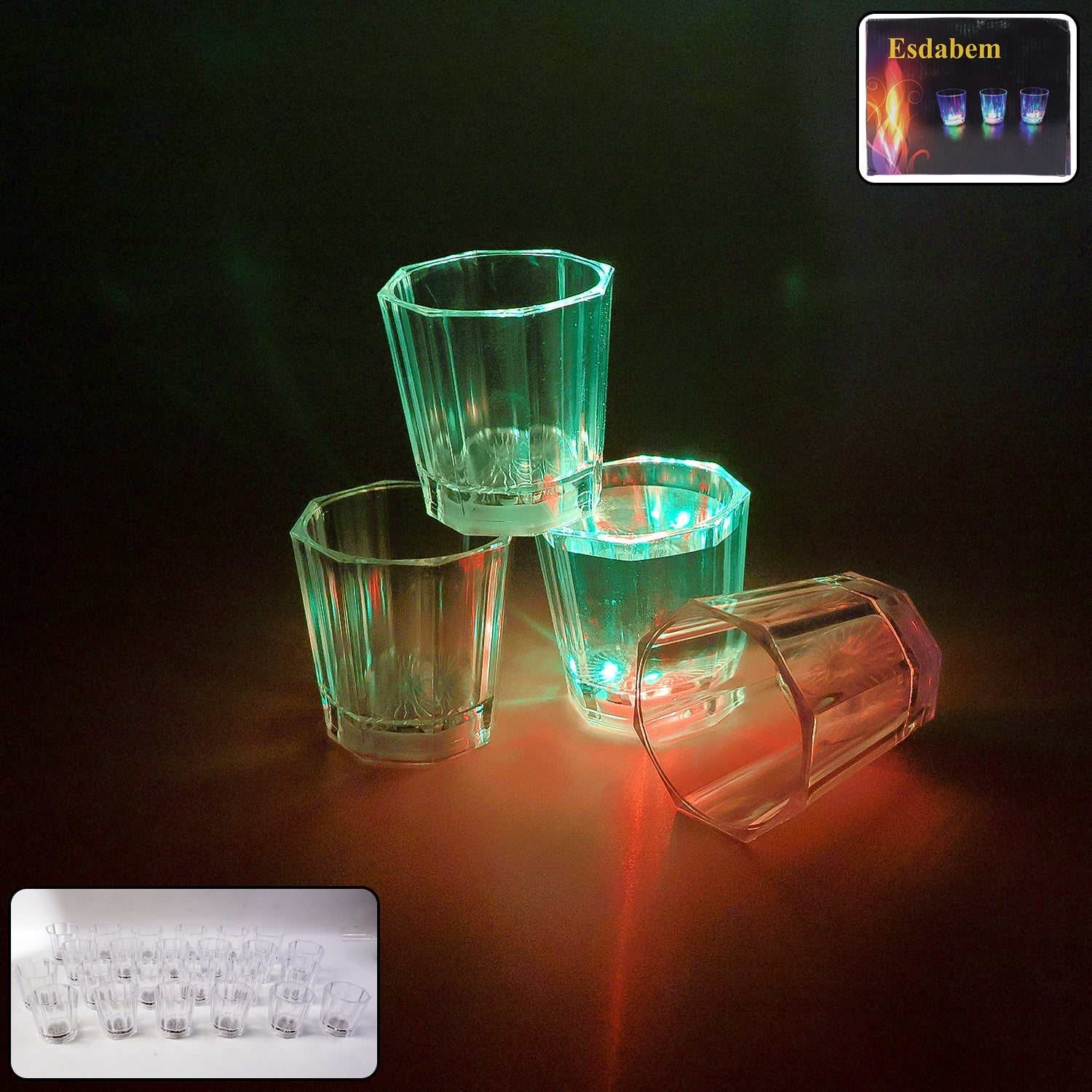 ALVENZA LED Light-Up Shot Glass Set – Vibrant Party Drinkware 24 Pc