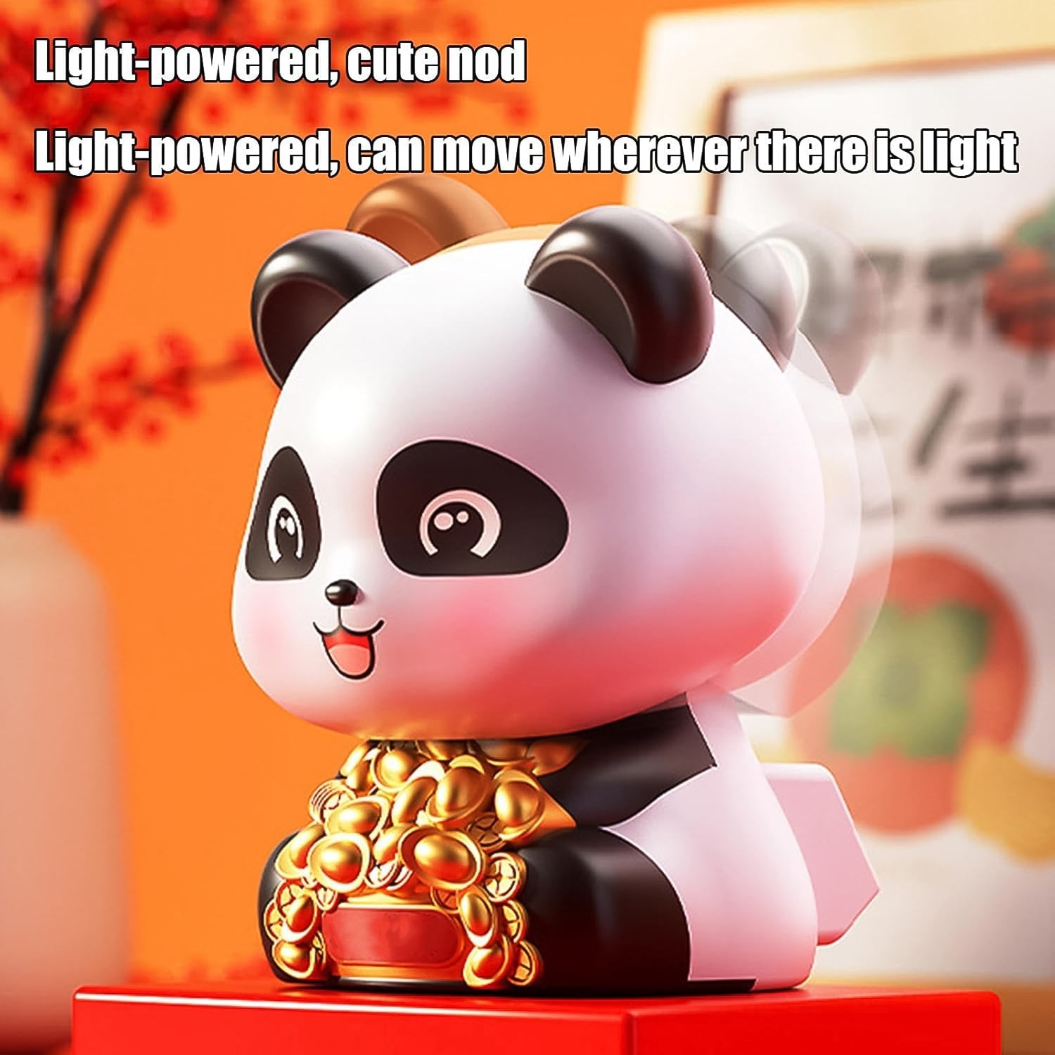 Solar Panda Car Decor Moving Dashboard Showpiece - Back View
