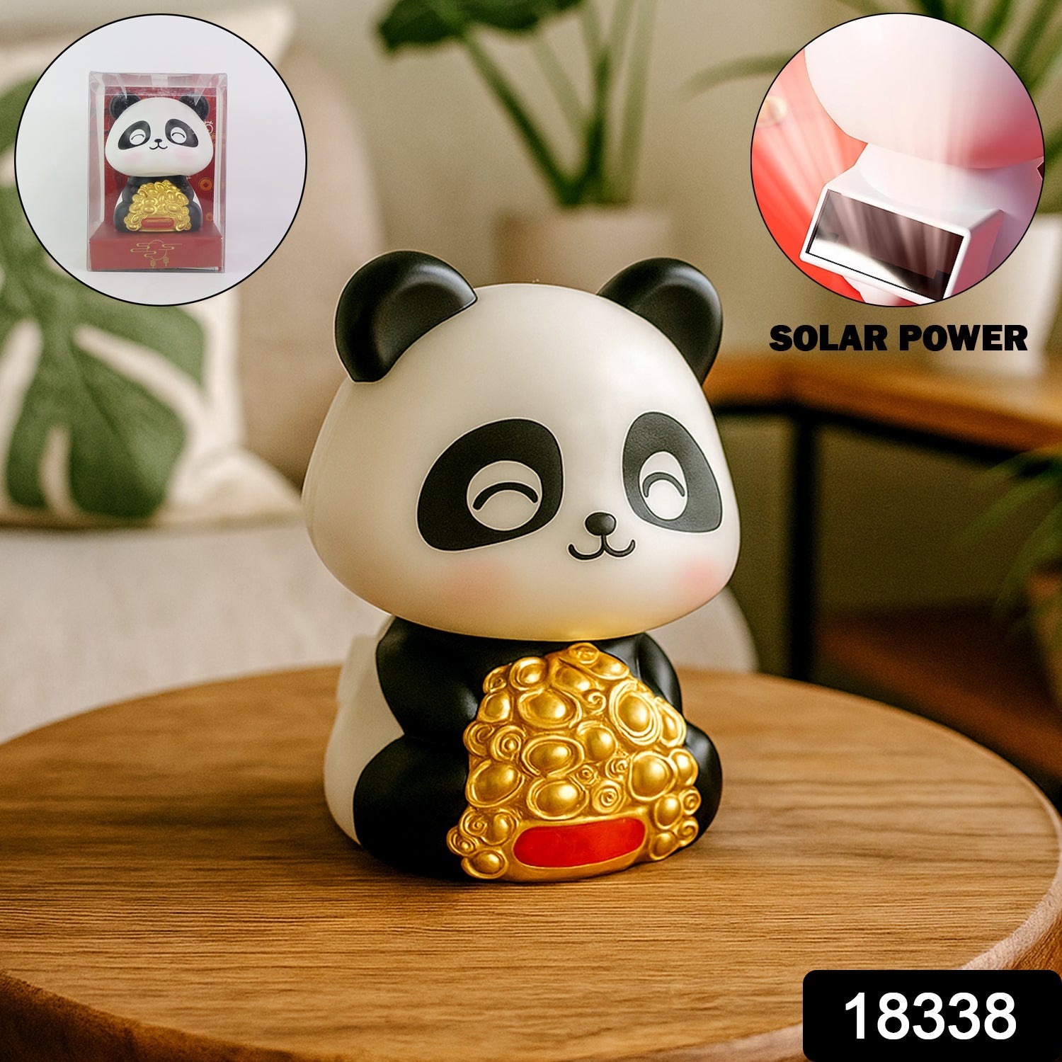 Solar Panda Car Decor Moving Dashboard Showpiece - Side View