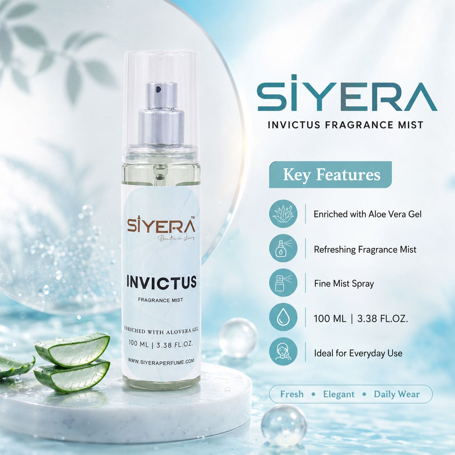 Siyera Invictus Fragrance Mist Long-lasting Refreshing Spray - Detail View 7