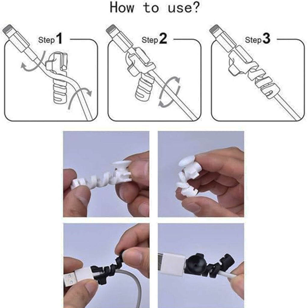 Cable Protector 4-Pc Charger Cord Saver with Suction Ends | Dustiva - Back View