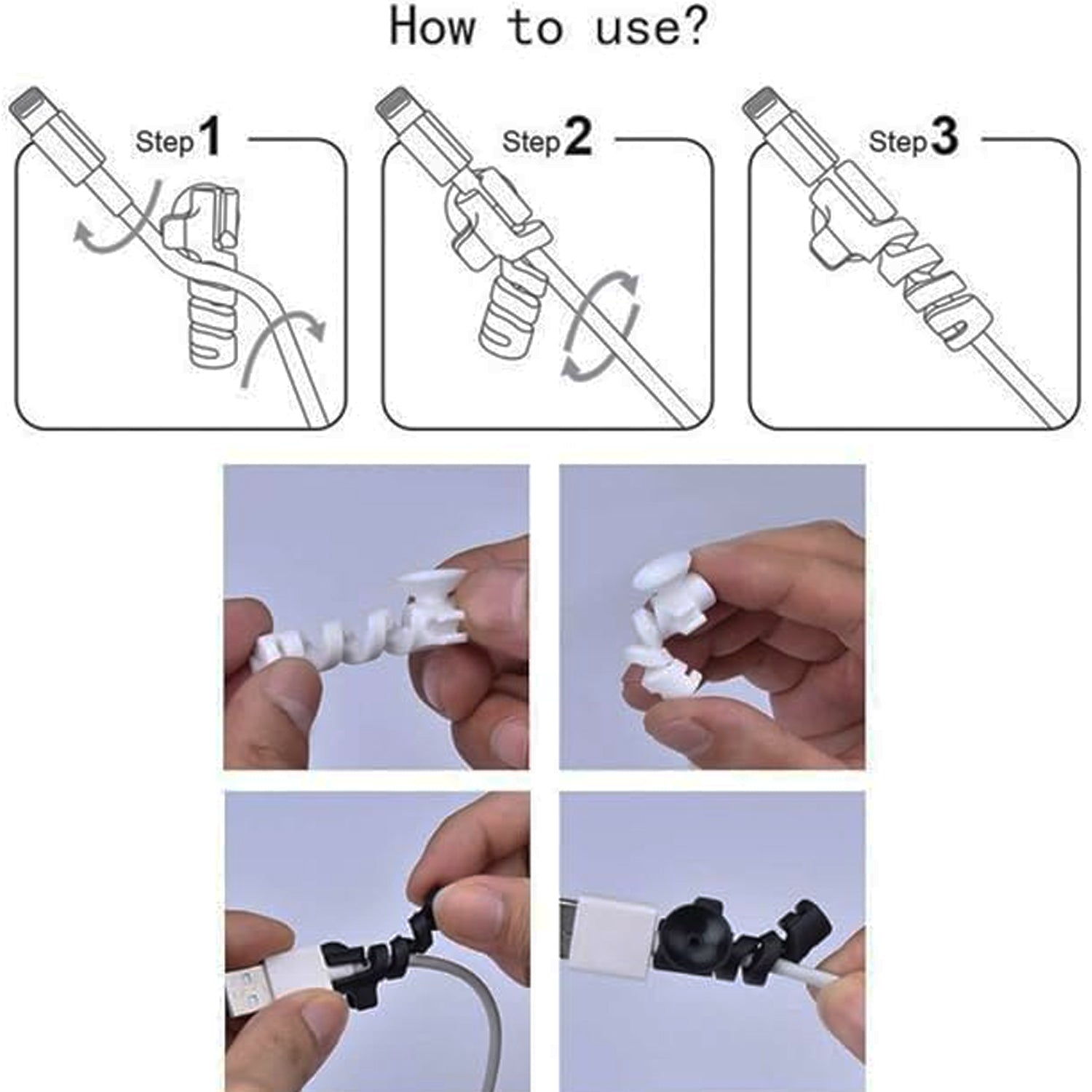 Cable Protector 4-Pc Charger Cord Saver with Suction Ends | Dustiva - Back View