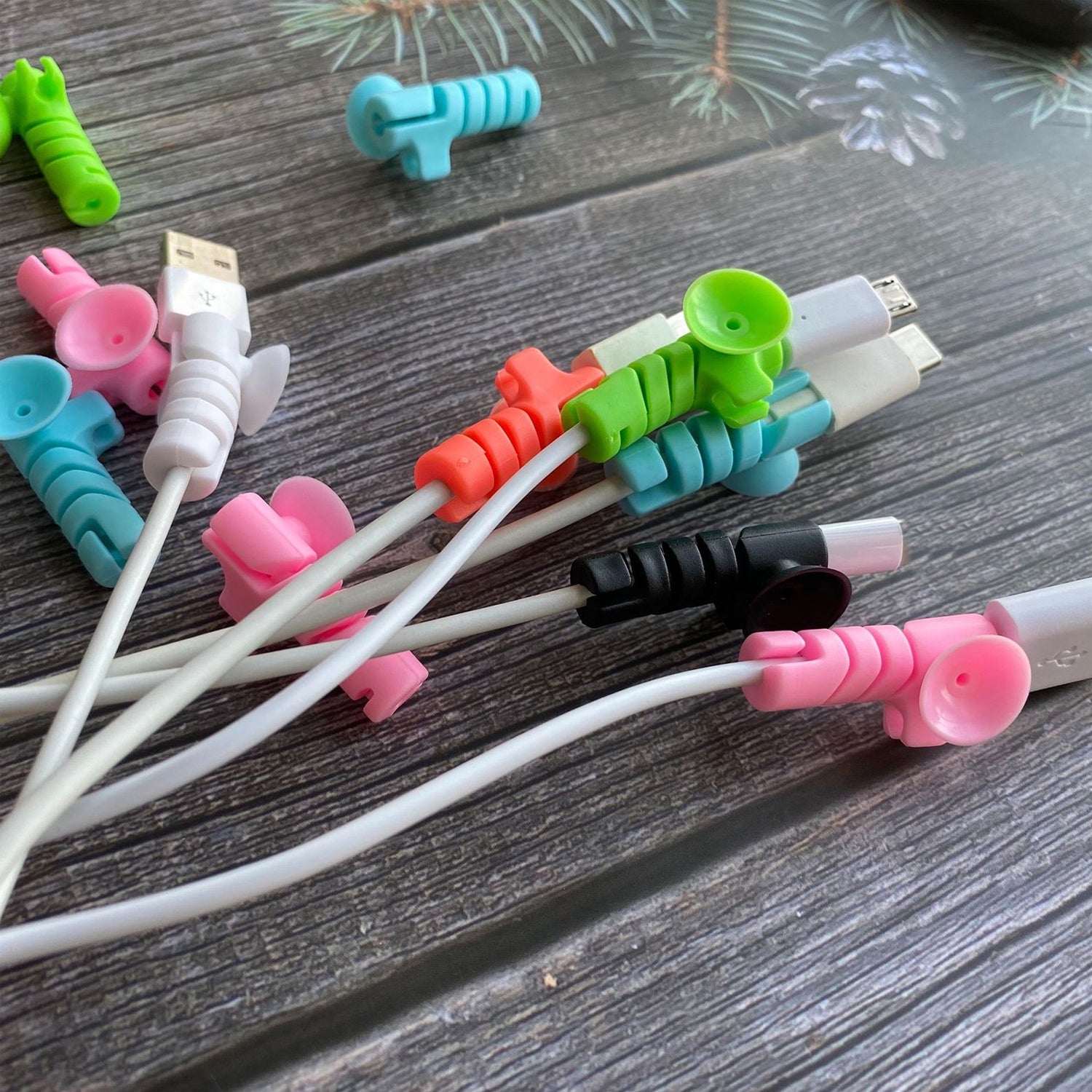 Cable Protector 4-Pc Charger Cord Saver with Suction Ends | Dustiva - Detail View 6