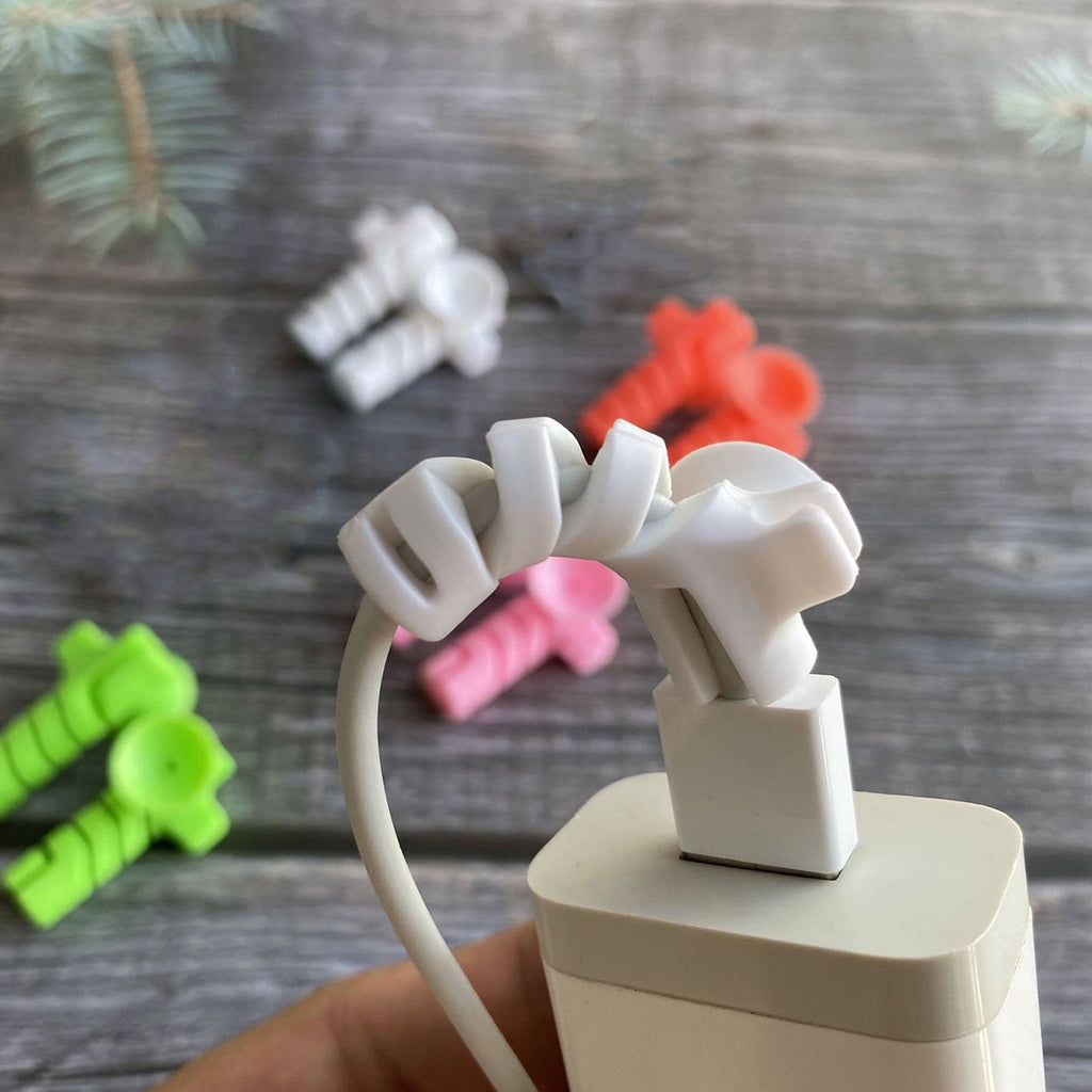 Cable Protector 4-Pc Charger Cord Saver with Suction Ends | Dustiva - Front View