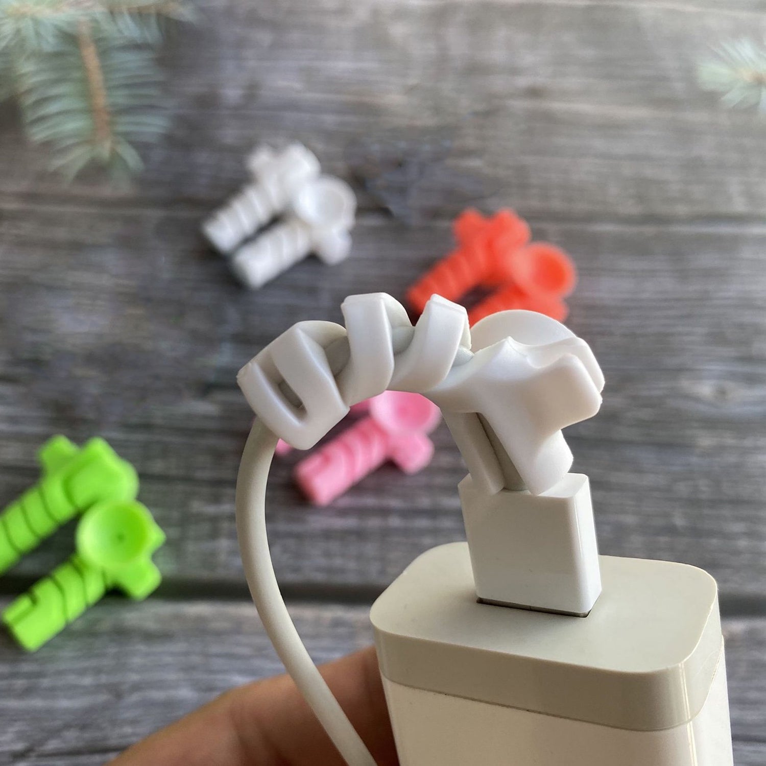 Cable Protector 4-Pc Charger Cord Saver with Suction Ends | Dustiva - Front View