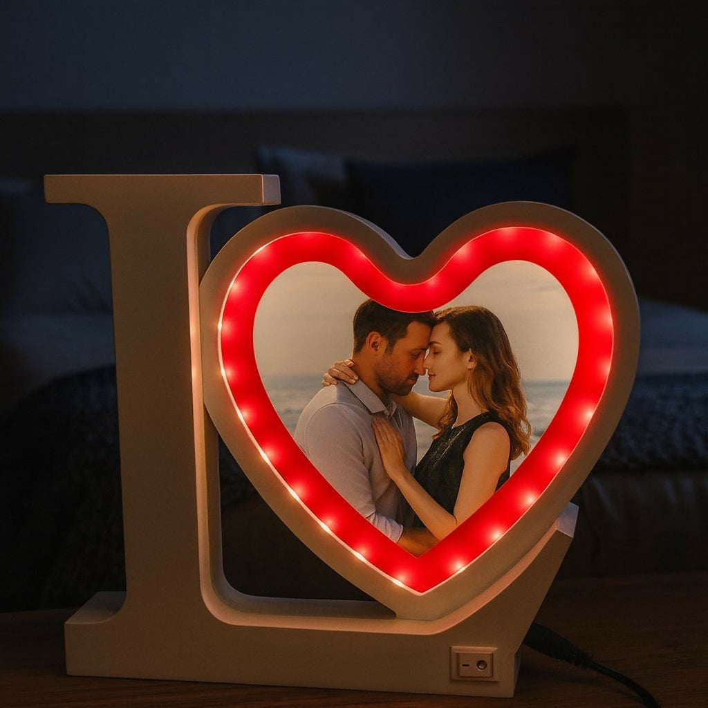 ALVENZA Love Heart LED Photo Frame – Romantic Red Light Display for Couples
