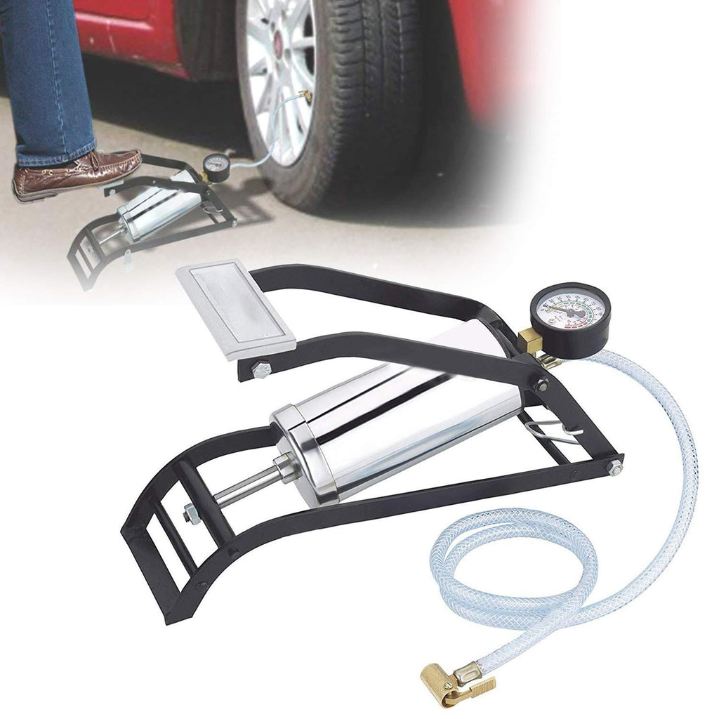 Steel Foot Pump Heavy Duty Car & Bike Tire Inflator - Back View