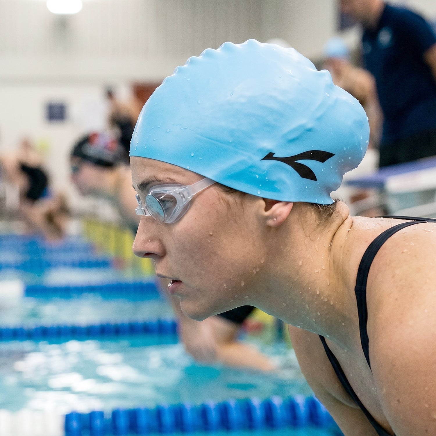 Waterproof Stretchable Silicone Swim Cap Fits All Ages for Swim & Water Sports - Front View