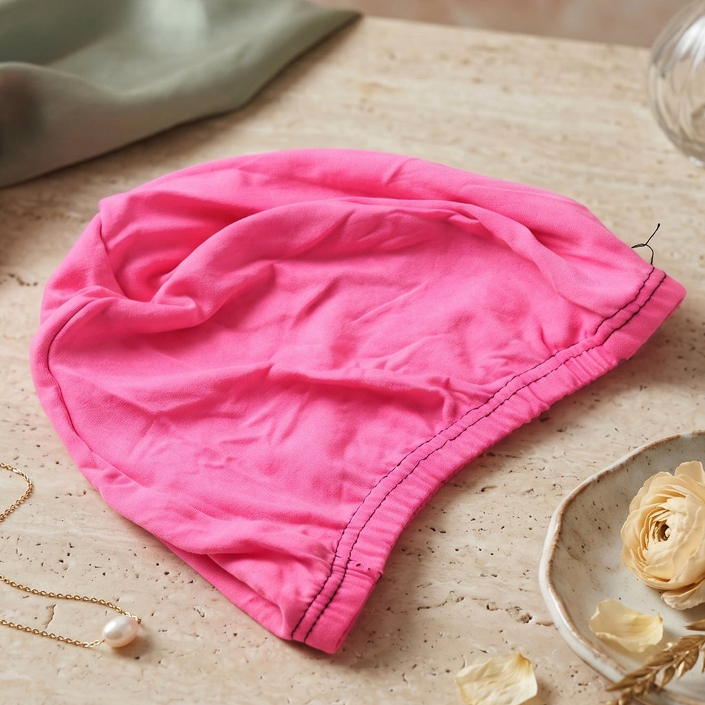 Small Premium Stretchable Pink Swimming Cap Comfortable Fit for Short Hair - Detail View 7