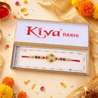 ALVENZA Golden Snowflake Crystal Designer Rakhi for Brother, Lavender Beads Gift