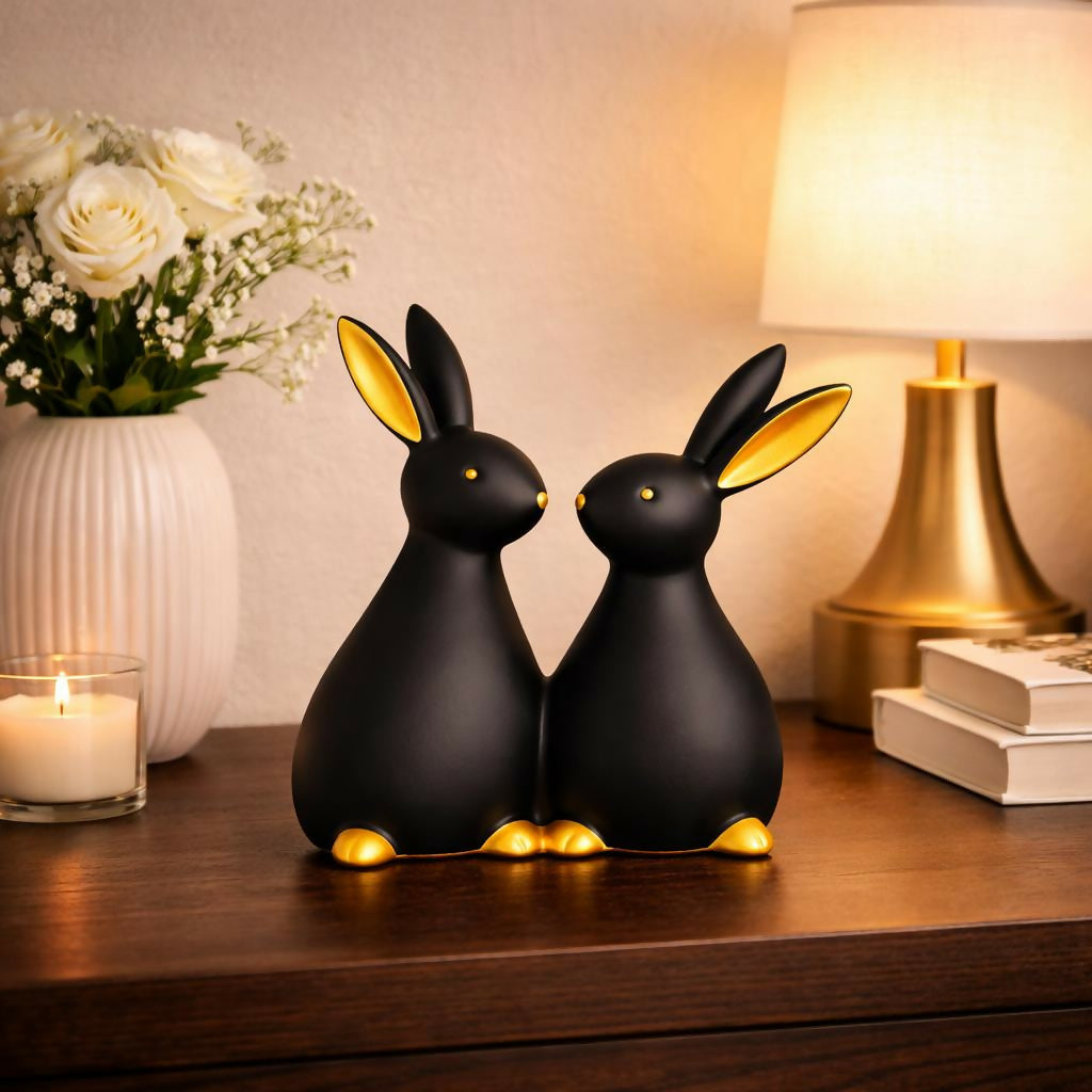 ALVENZA Rabbit Showpiece – Elegant Gold Accents & Modern Decor