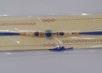 ALVENZA Blue Rakhi – Elegant Stone & Pearl Design for Brother