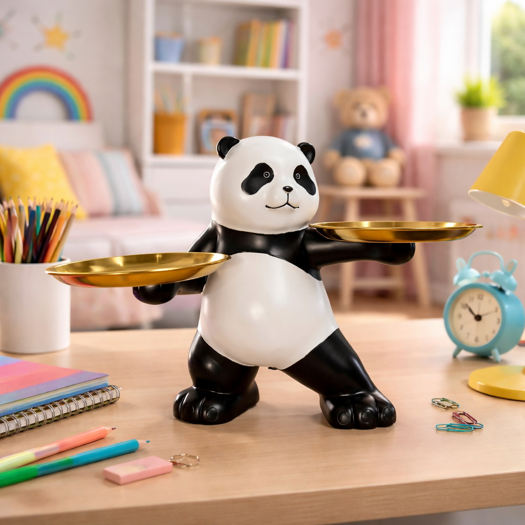 ALVENZA Panda Tray Holder – Charming Dual Plates for Home & Office