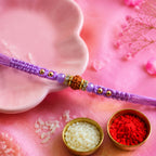 ALVENZA Purple Stone Pearl Rakhi with Soft Beads and Premium Festive Bracelet Look