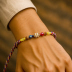 ALVENZA Rainbow Beaded Charm Rakhi with Colorful Festive Style and Playful Bracelet Look