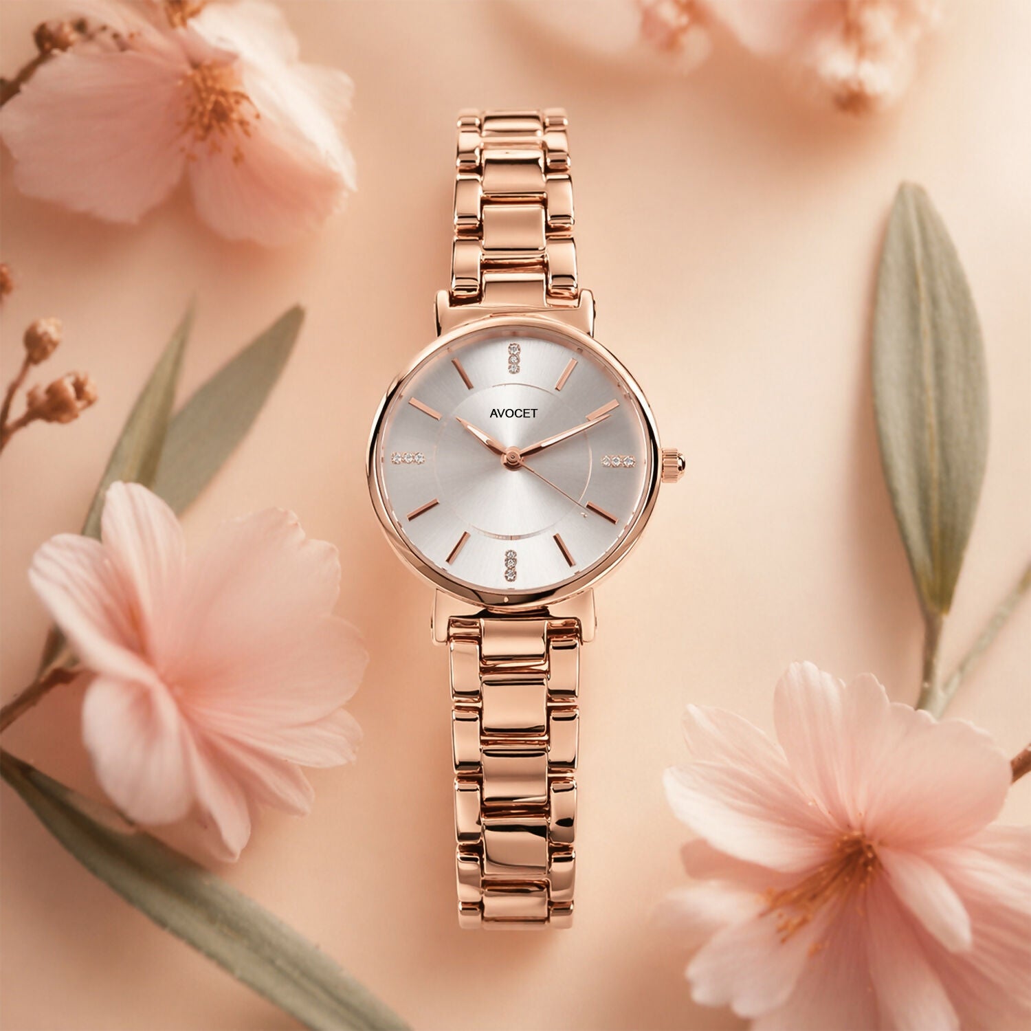 Women’s Rose Gold Watch – Elegant, Crystal-Accented Design