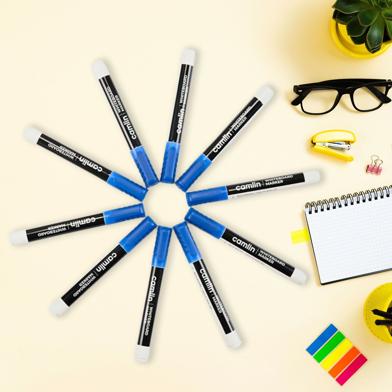 ALVENZA Whiteboard Marker – Bold, Refillable, Easy Wipe Blue (Pack of 10)