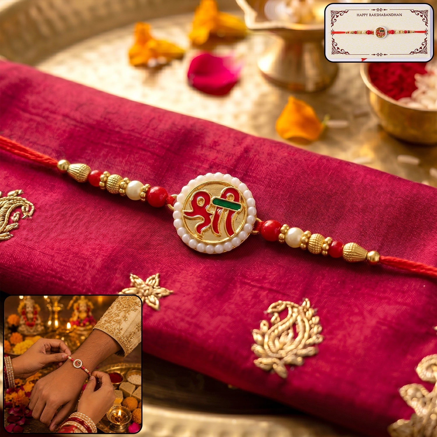 ALVENZA Rakshabandhan Shri Symbol Devnagari Rakhi – Traditional & Designer