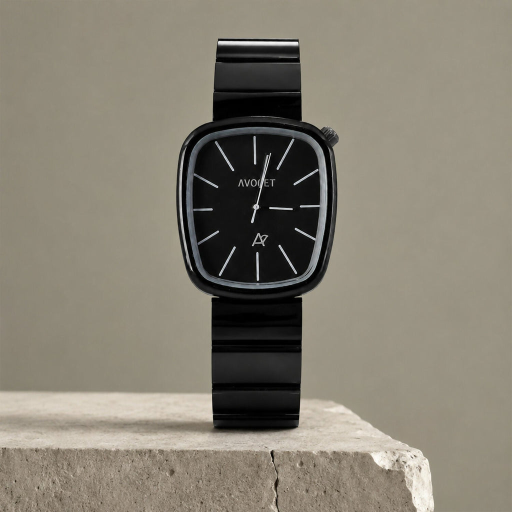 Minimal Black Luxury Square Dial Watch – Elegant Suitable for Any Occasion