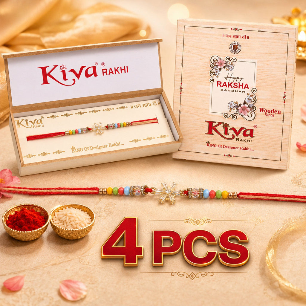 ALVENZA Snowflake AD Stone Designer Rakhi for Brother, Multicolour Beads Gift