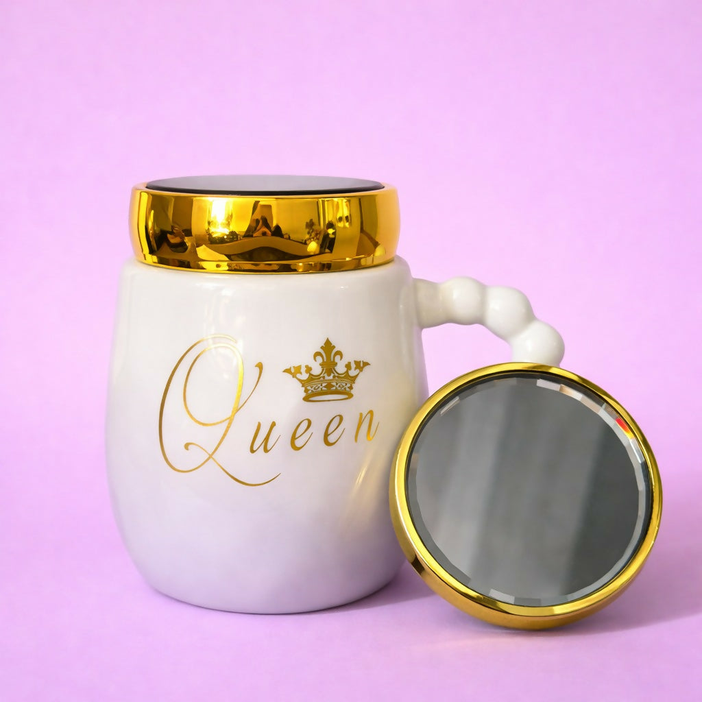 ALVENZA Queen Ceramic Mug – Stylish & Durable Drinkware with Lid