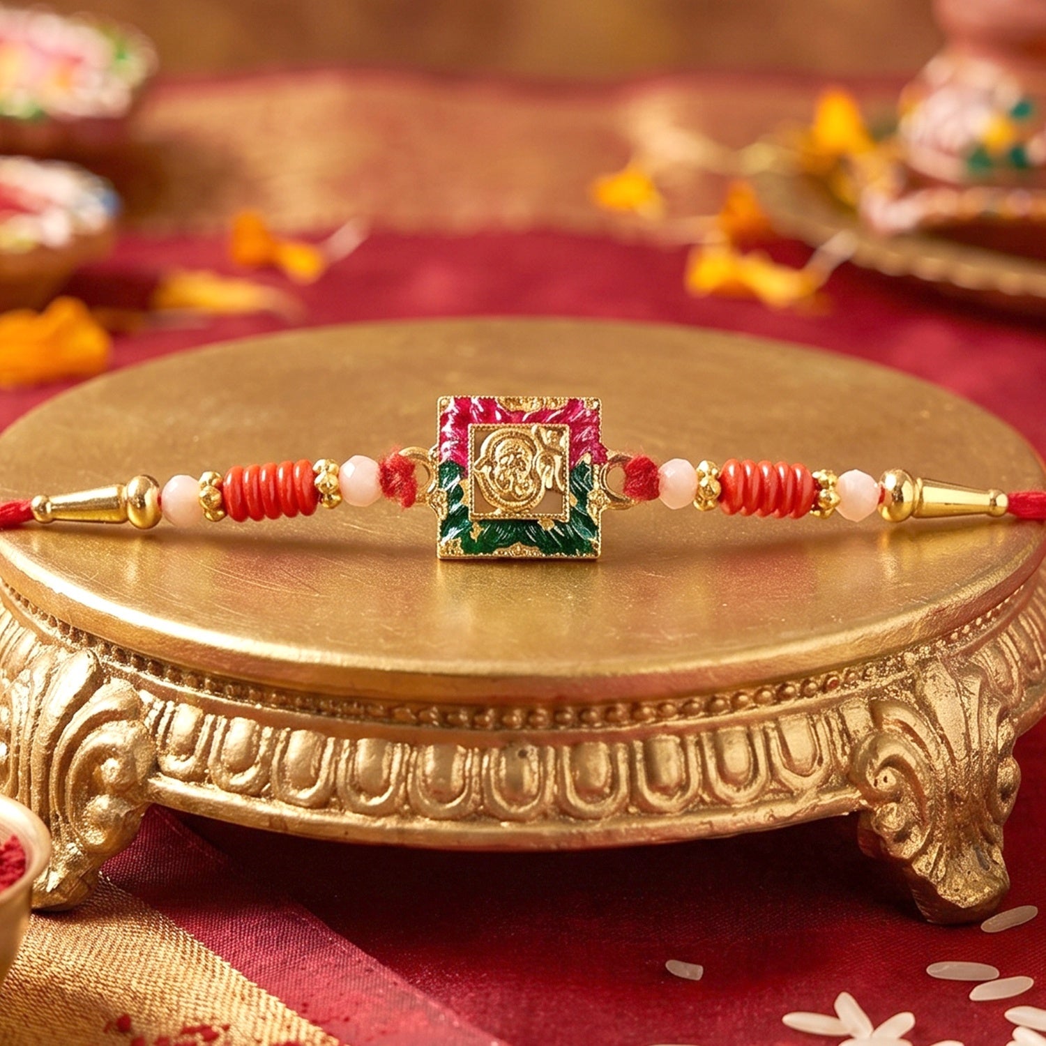 ALVENZA Ganesha Rakhi, Elegant Designer Thread for Raksha Bandhan