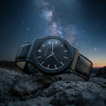 Black Analog Wrist Watch – Elegant Leather Strap & Minimalist Dial
