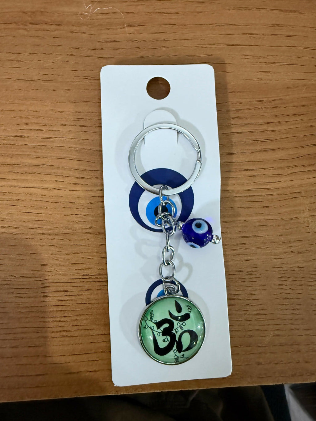 ALVENZA Om Evil Eye Keychain – Protective Green Enamel Spiritual Charm