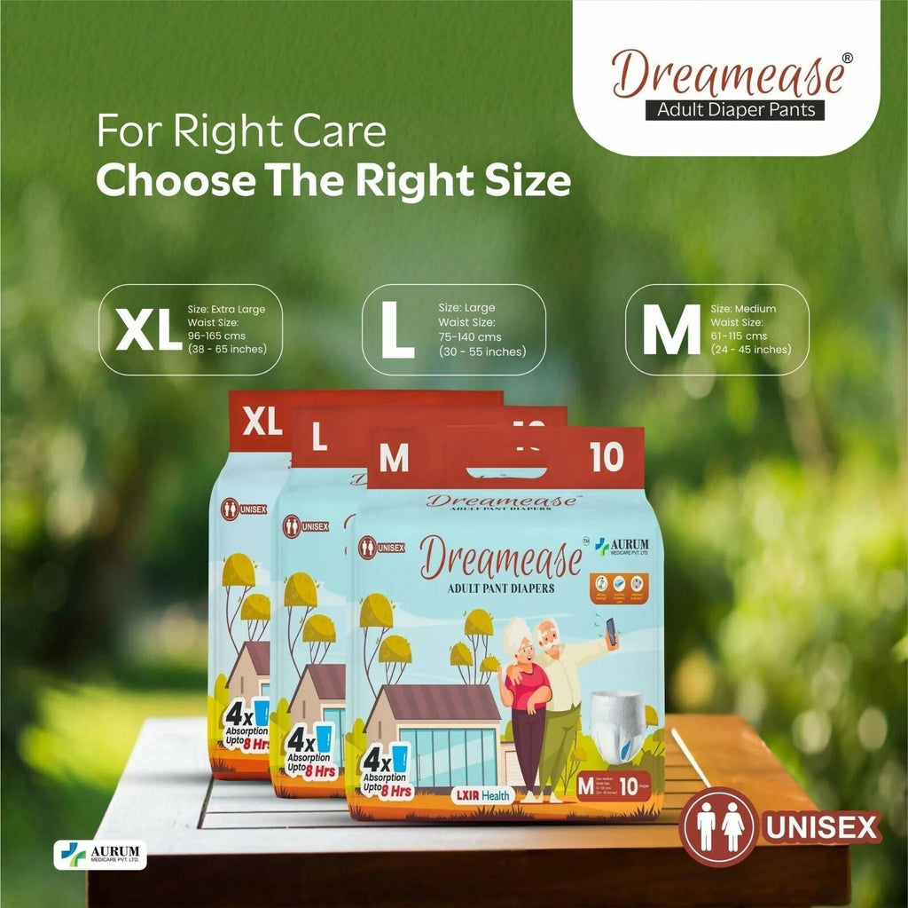 Dreamease Unisex Adult Diaper Pants with 4x Absorption Up to 8 Hrs Wetness Indicator