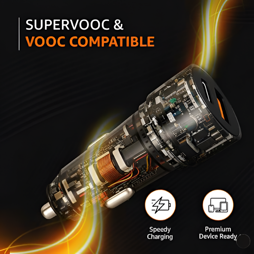 ALVENZA Car Charger Fast Charging – 125W Dual Port with Type-C & USB
