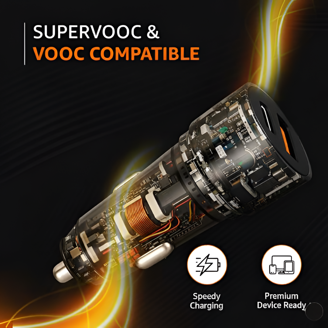 ALVENZA Car Charger Fast Charging – 125W Dual Port with Type-C & USB