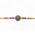ALVENZA Shop Lord Ganesha Round Coin Designer Rakhi for Raksha Bandhan