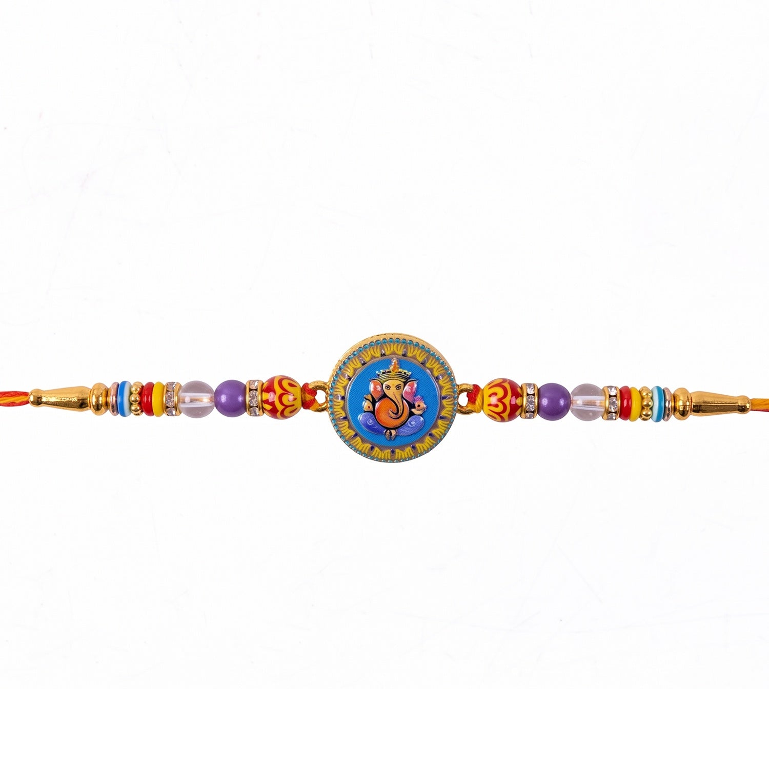 ALVENZA Shop Lord Ganesha Round Coin Designer Rakhi for Raksha Bandhan
