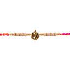 ALVENZA Silver Tone Designer Rakhi with Pastel Beads and Elegant Bracelet Style Finish