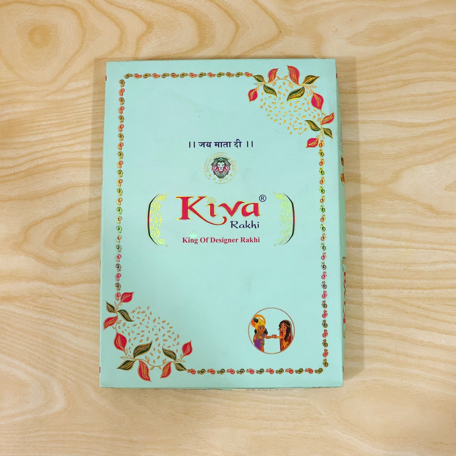 ALVENZA Silver Crown Temple Rakhi with Multicolor Stones, Roli Chawal Coin and Card Gift Packing