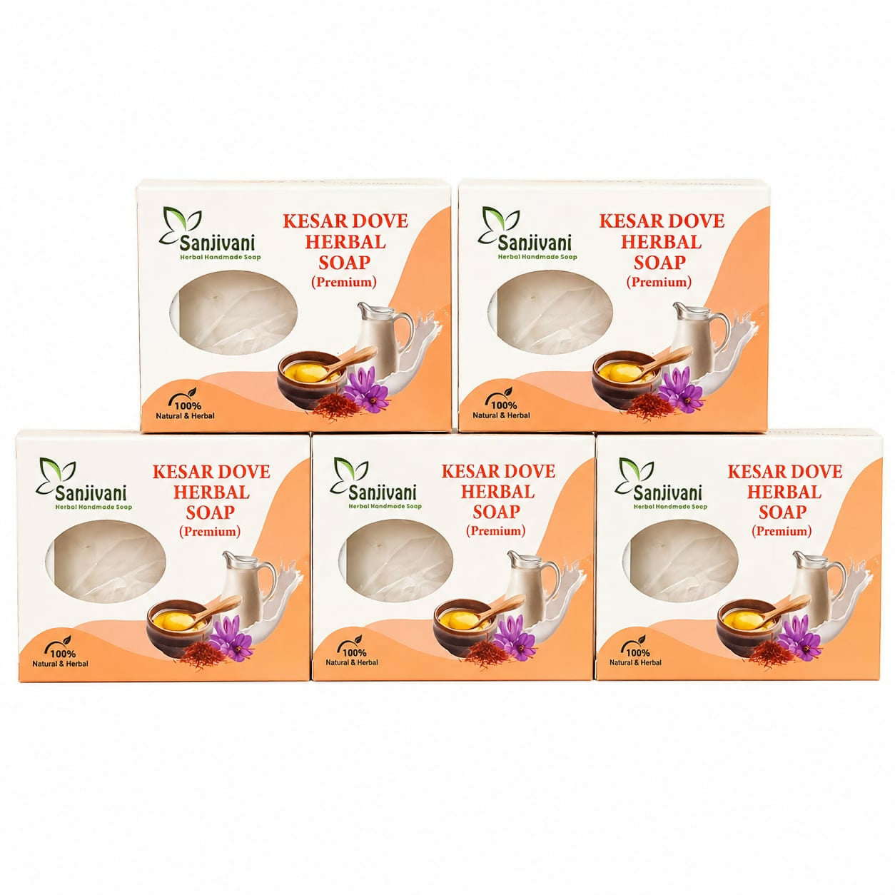 Kesar Dove Herbal Soap Natural Handmade Bath Soap Bars (90Gm Pack of 5)