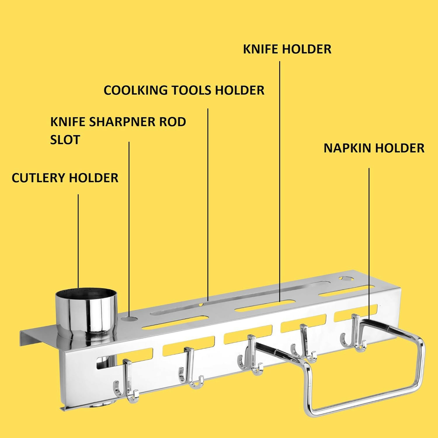 ALVENZA Wall Mounted Knife Holder Rack – Space-Saving Kitchen Organizer