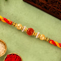 ALVENZA Beautiful Pearl Bead Rakhi with Soft Festive Shades and Elegant Designer Look