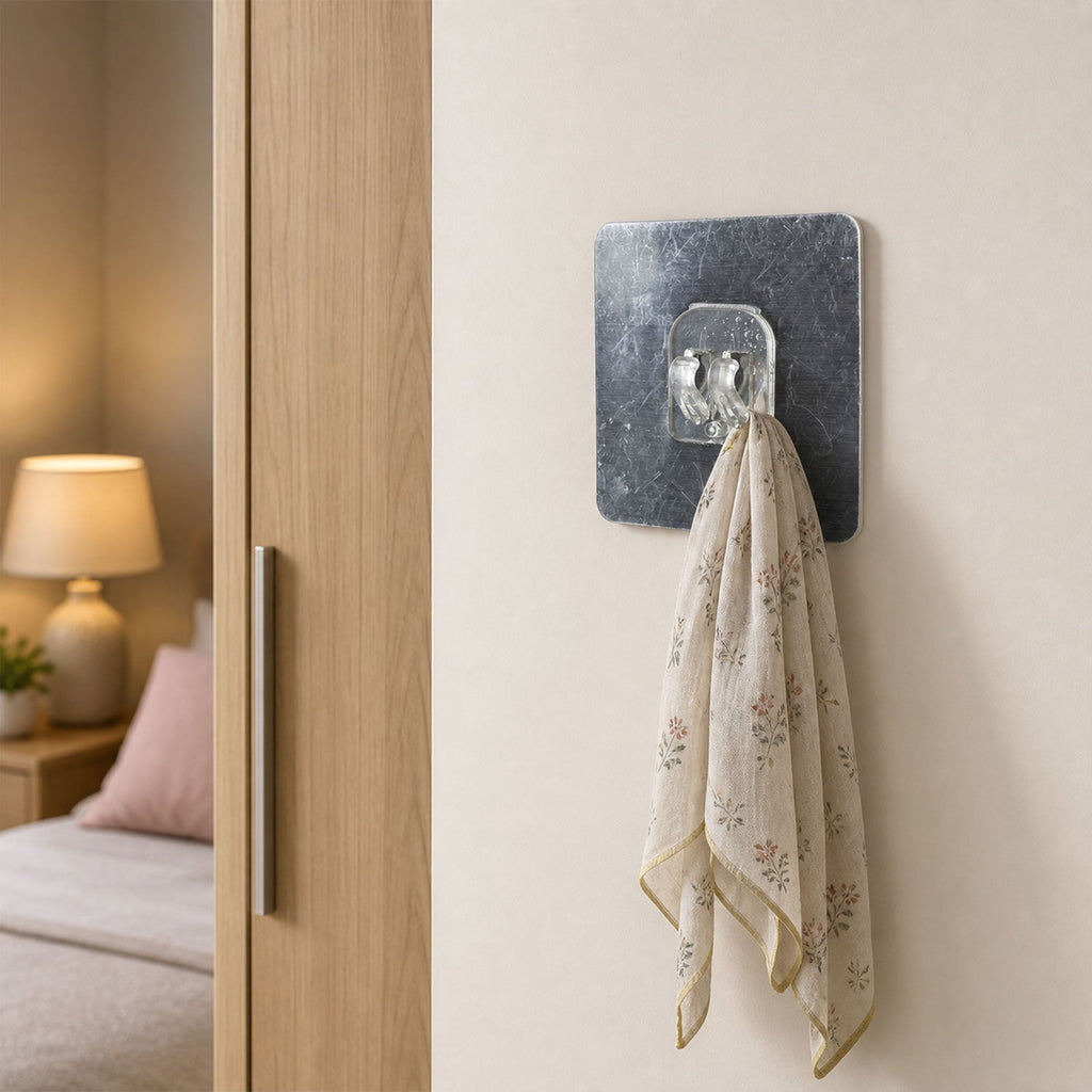 Self-Adhesive Transparent Wall Hook Damage-Free, Reusable Holder