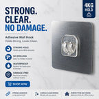 Self-Adhesive Transparent Wall Hook Damage-Free, Reusable Holder - Detail View 5
