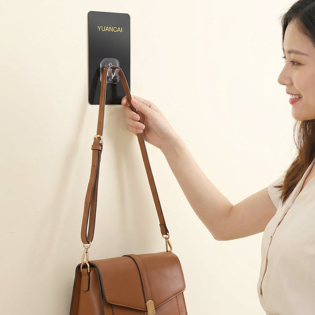 Strong Adhesive Plastic Wall Hook No Drilling & Reusable - Back View