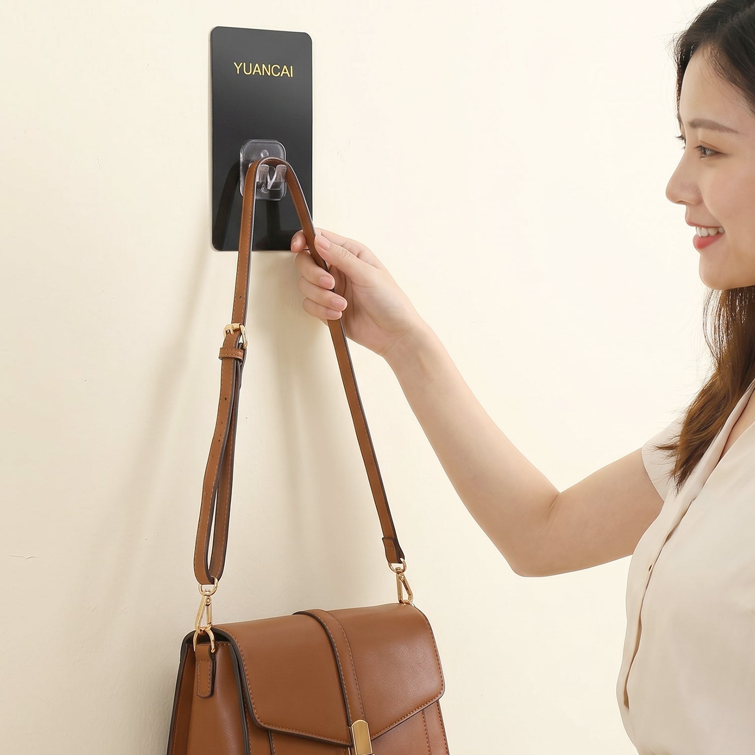 Strong Adhesive Plastic Wall Hook No Drilling & Reusable - Back View
