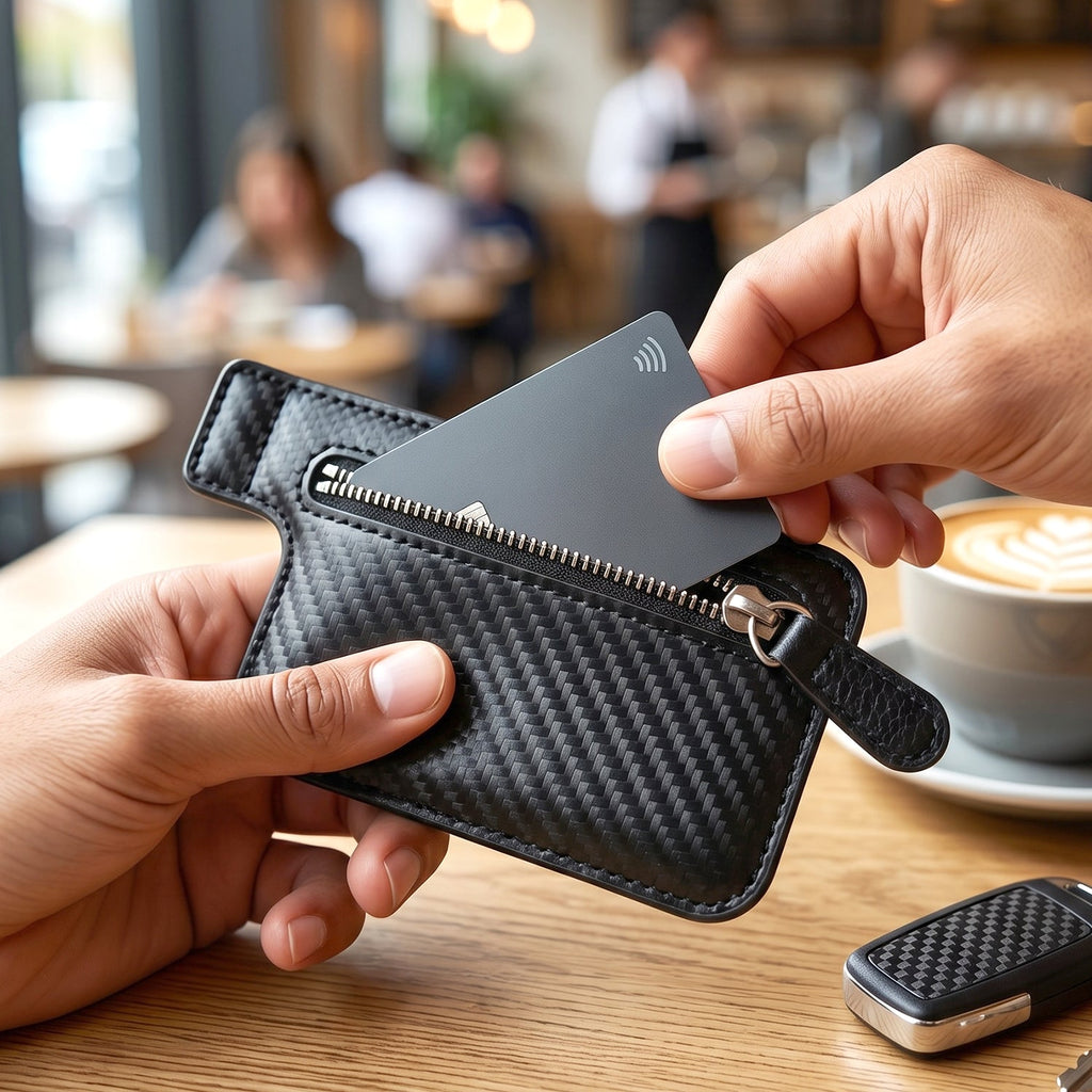 Adhesive Card Phone Holder Zipper Pocket Wallet | Mobilon - Back View