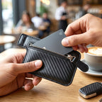 Adhesive Card Phone Holder Zipper Pocket Wallet | Mobilon - Back View