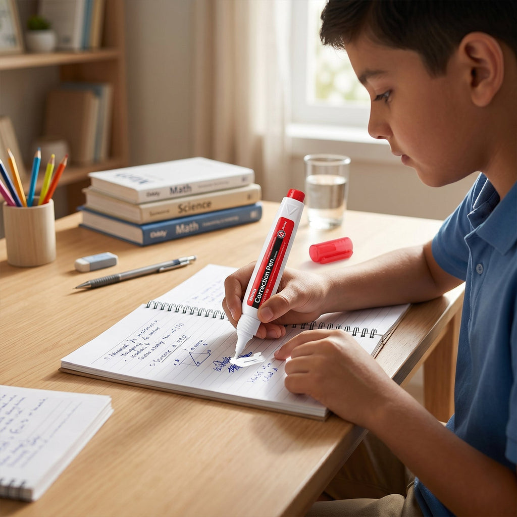 Correction Pen Precise, Quick-Dry & Mess-Free for Clear Writing - Back View