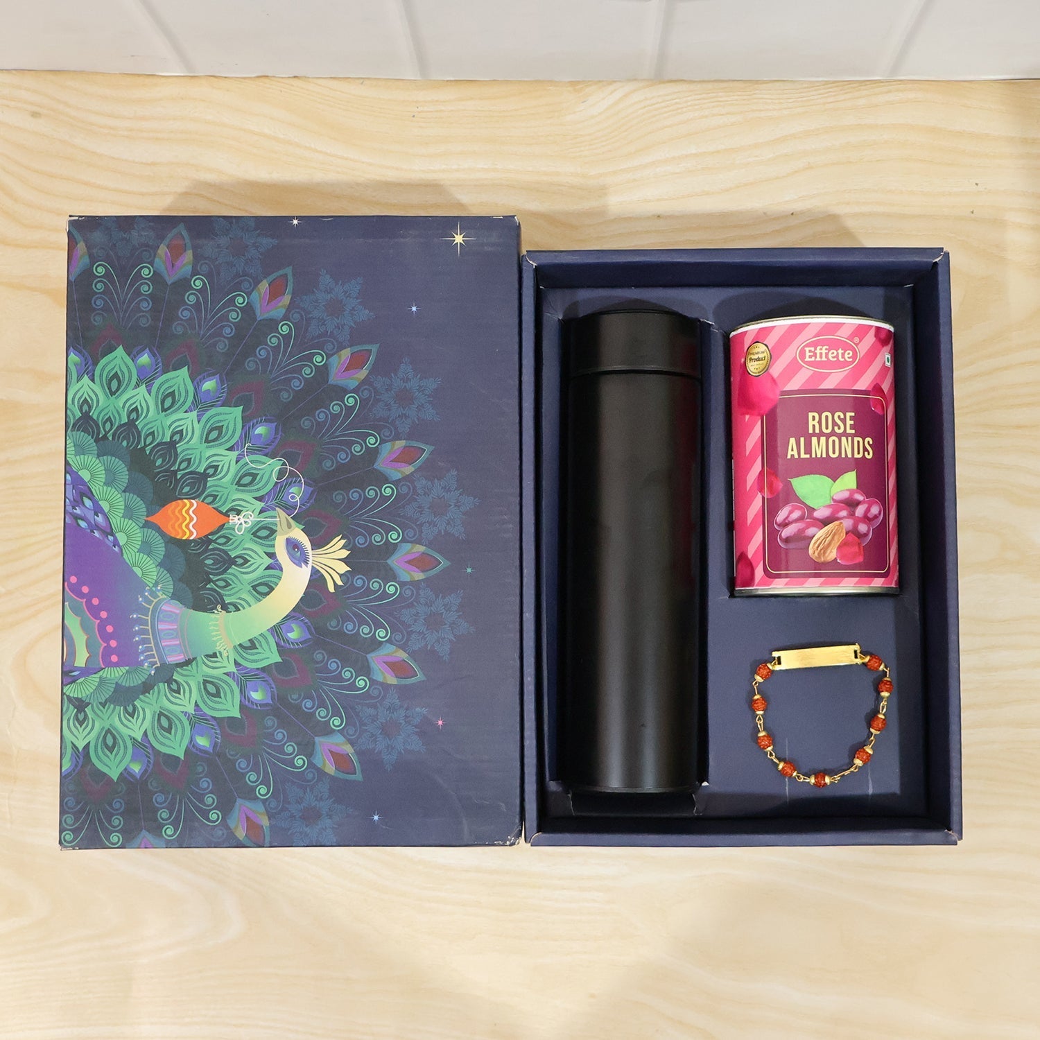 ALVENZA Customize Rakhi Set – Elegant Gift with Chocolate & Bottle