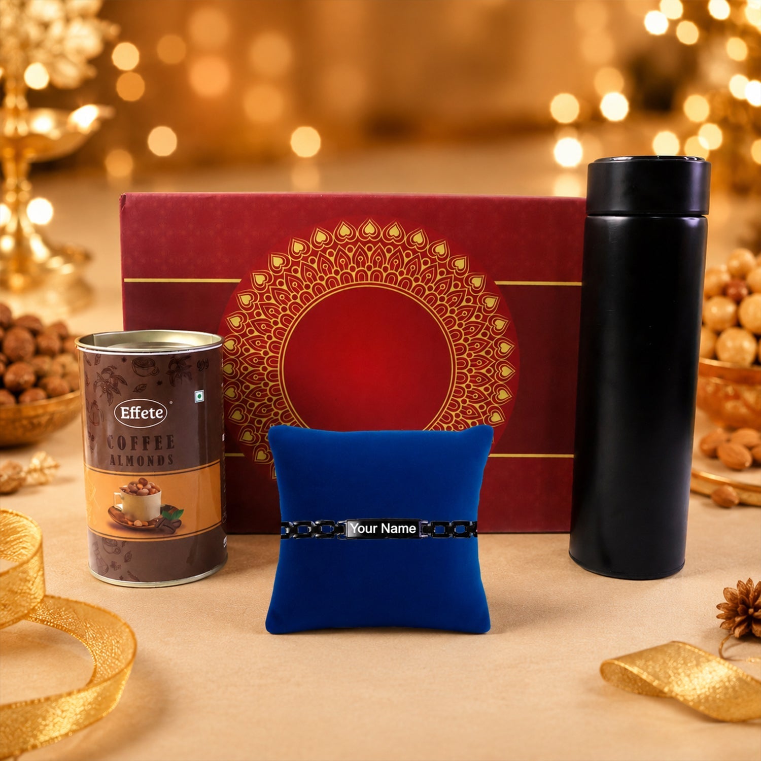 ALVENZA Black Bracelet Rakhi - Elegant & Customizable for Raksha Bandhan