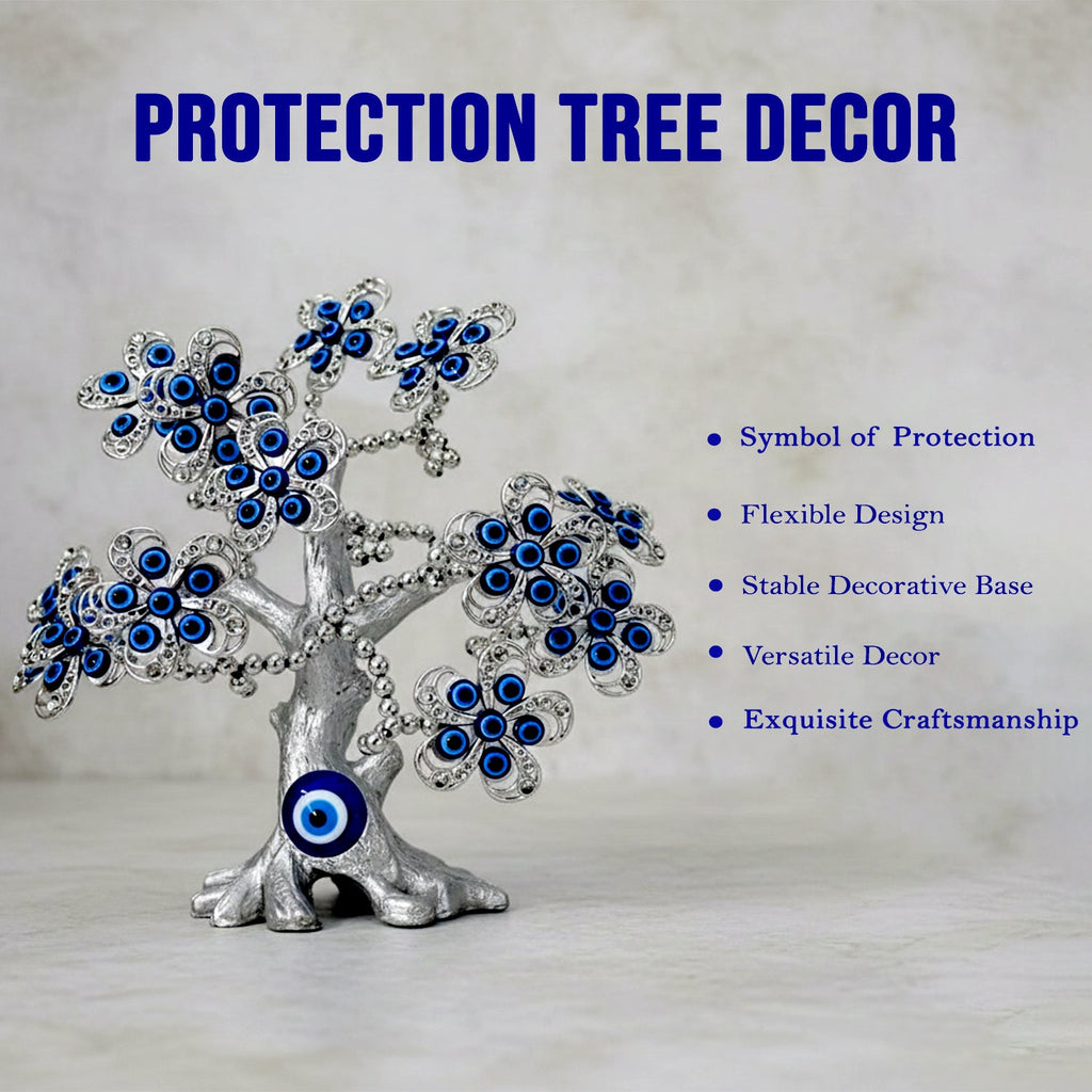 ALVENZA Silver Evil Eye Tree Showpiece – Luck & Protection Decor
